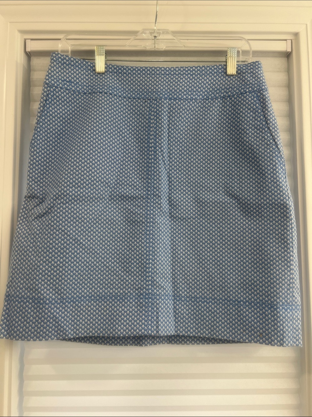 Talbots Blue Mini Skirt with White Sailboat Print